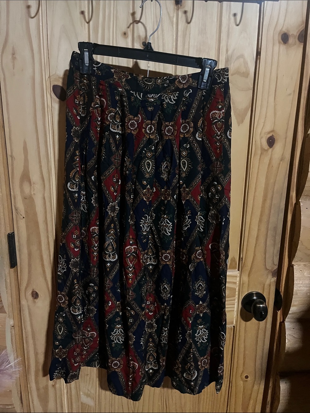 Worthington Vintage DeadstockPaisley Maxi Skirt in Navy, Burgundy & Forest Green
